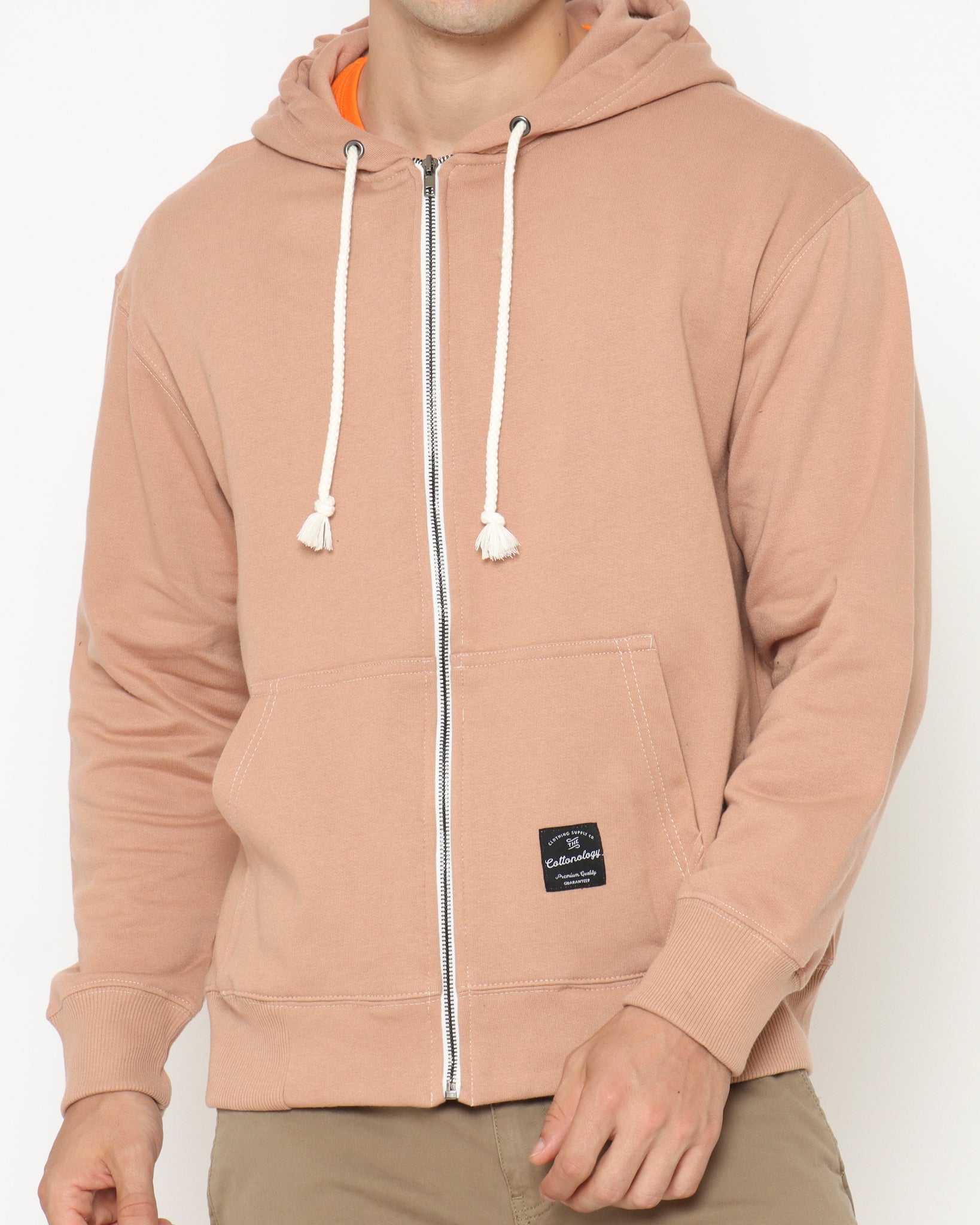 Jaket Hoodie Polos Pria Mocca